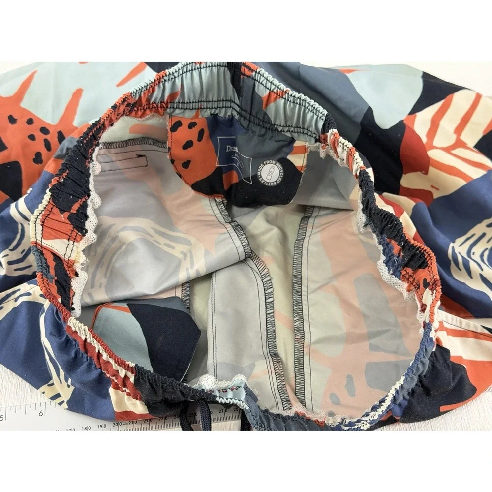 DRESSMANN Pattern Geo SWIM Trunks Men's Size S Shorts Navy Orange Sport Volley